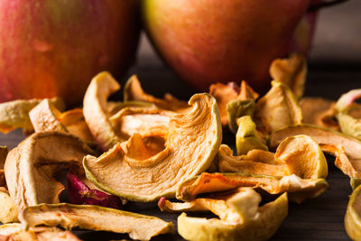 Close-up of apples on table