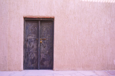 Closed door of building