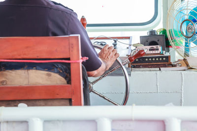 Man working on boat