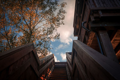 Low angle view of buildings against sky during sunset