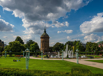 View of temple against cloudy sky