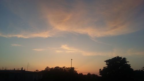 Low angle view of silhouette trees against sky during sunset