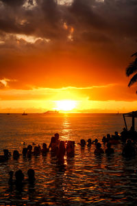 Romantic sunset in waikiki beach 