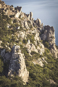 High angle view of rocks on mountain