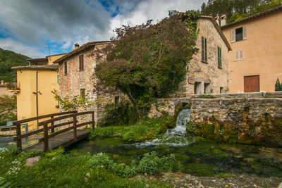 View of rasiglia, a medieval village called the little venice in umbria, italy