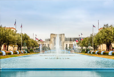 Fountain in swimming pool