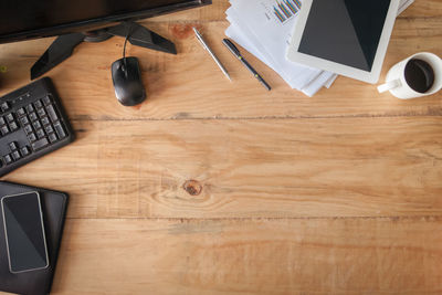 High angle view of laptop on table