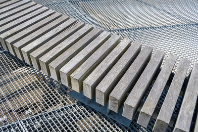 High angle view of wooden planks