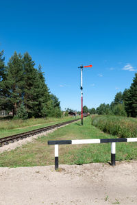 The semaphore position is prohibitive. old semaphore on the narrow gauge railway.