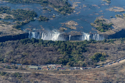 Scenic view of waterfall