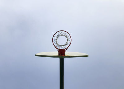Directly below shot of basketball hoop against sky