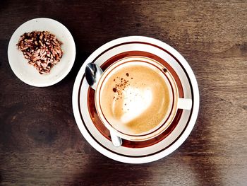 Directly above shot of cappuccino on table