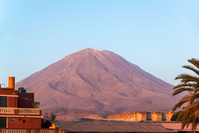 Scenic view of misti volcano against clear sky