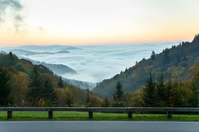 Scenic view of landscape against sky during sunset