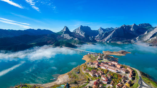 Panoramic view of mountains against sky