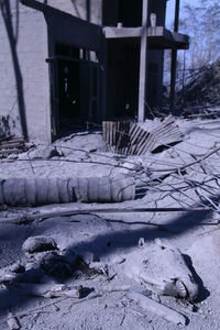 Abandoned building during winter