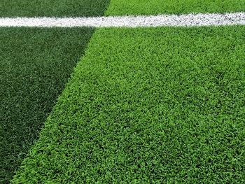 High angle view of soccer field