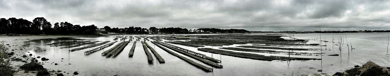 Scenic view of sea against cloudy sky