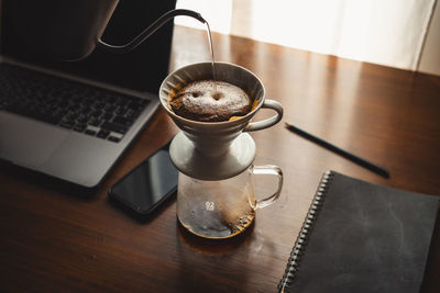 Close-up of coffee on table