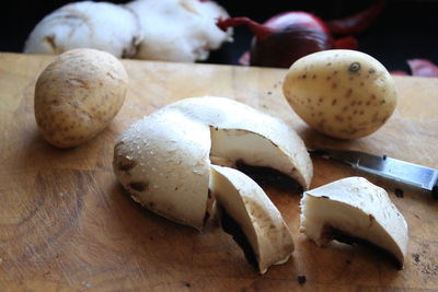 Close-up of food on chopping board