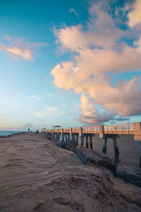 Scenic view of beach against sky during sunset