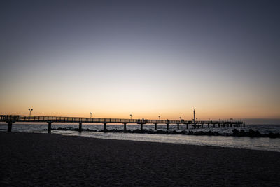 Scenic view of sea against clear sky during sunset