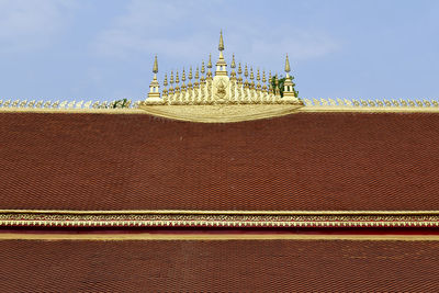 Low angle view of traditional building against clear sky