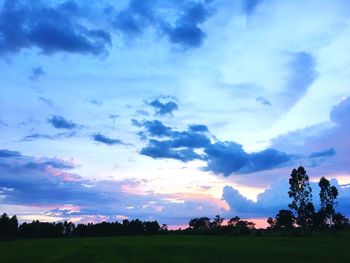 Scenic view of silhouette landscape against sky during sunset