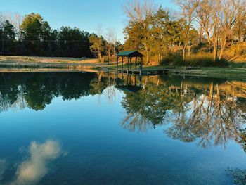 Scenic view of lake against sky