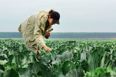 Man working on field