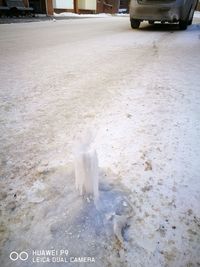 Water flowing on snow