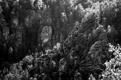 High angle view of rock formation at canyon