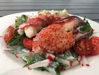 High angle view of meal served in plate