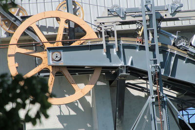 High angle view of machinery on bridge