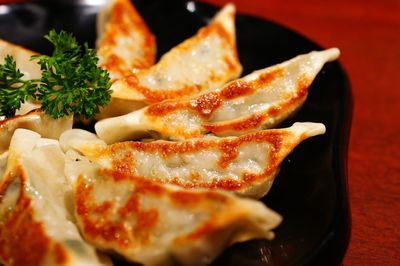 Close-up of burger on plate