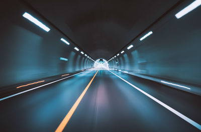 Blurred motion of empty tunnel