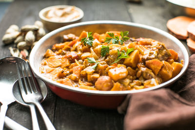 Close-up of food in bowl on table