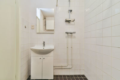 High angle view of shower in bathroom