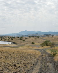 Scenic view of landscape against sky, magadi, rift valley, kenya 