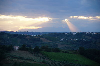 Scenic view of landscape against sky during sunset