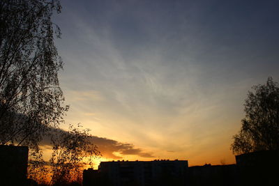 Silhouette trees against sky at sunset