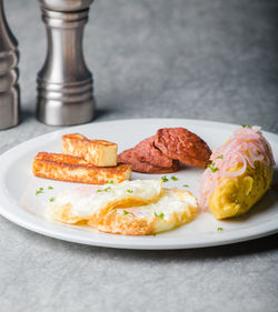 Close-up of food in plate on table