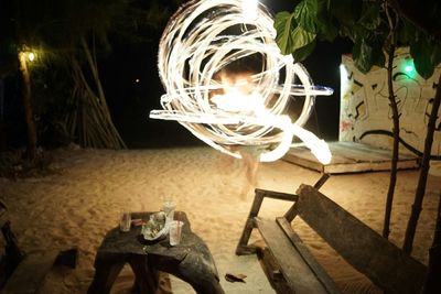 Illuminated lights at night