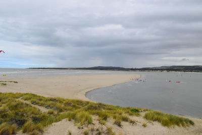 Scenic view of beach against sky