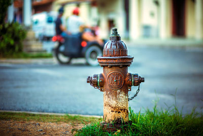 Old fire hydrant against street