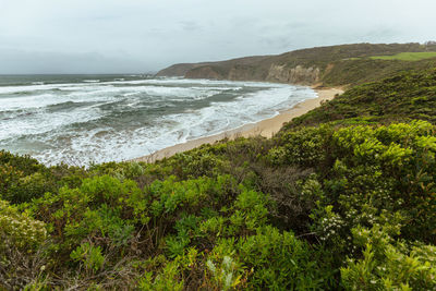 Scenic view of beach against sky