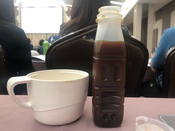 Close-up of coffee cup on table