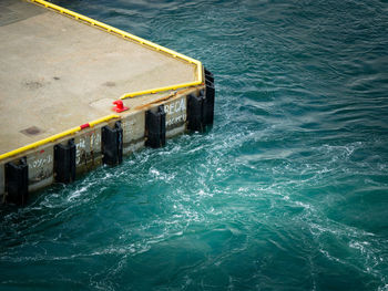 High angle view of swimming pool by sea