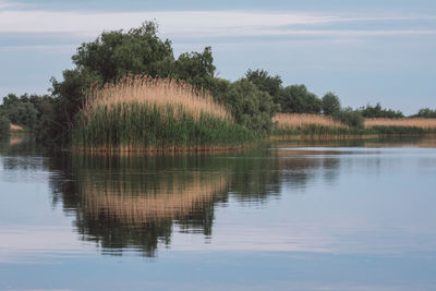 Scenic view of lake against sky