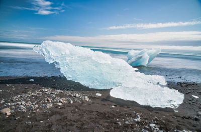 Scenic view of frozen sea against sky